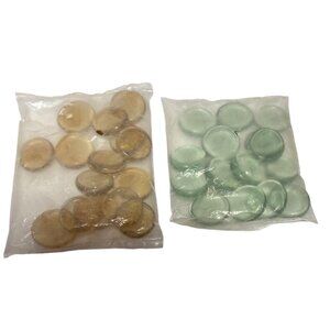 Frosted Glass Flat Marbles Green & Amber .75 Inch Diameter Set Of 2 Bags